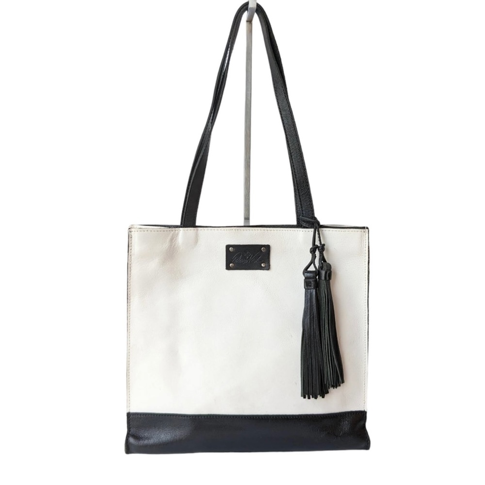 Patricia Nash Black White Color Block Toscano Tote Bag